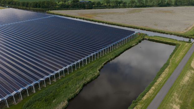 Aerial View of Agrivoltaic Greenhouses in Middenmeer