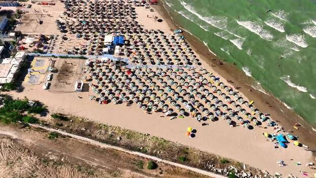 Aerial view of Porto San Giorgio beach in Italy.