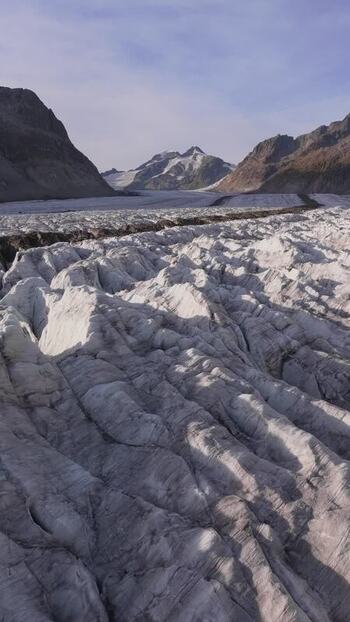 Aerial view of Aletsch Glacier in the Swiss Alps Switzerland.