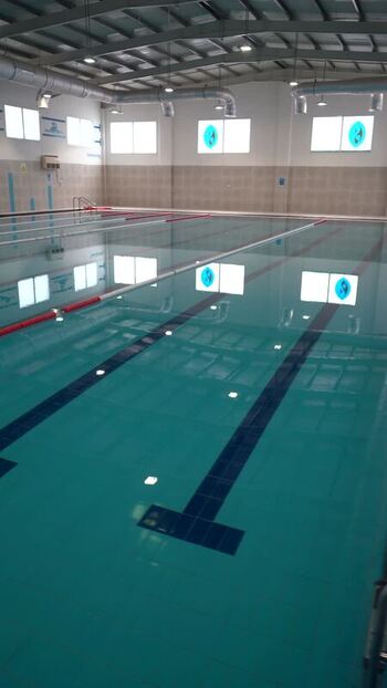 View of an indoor swimming pool in Doha Qatar. View of an indoor swimming pool in Doha Qatar.