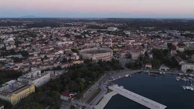 Aerial view of Pula Arena in Croatia. Aerial view of Pula Arena in Croatia.