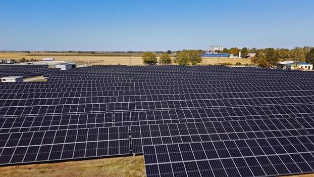 Aerial view of solar farm in Temerin Serbia.