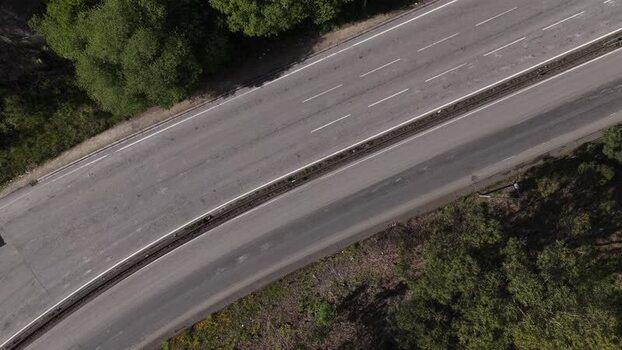 Aerial view of an empty and a loaded truck Portugal.