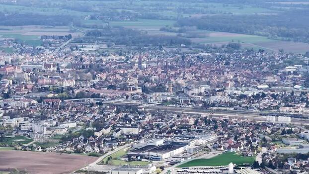 Aerial view of Kintzheim cityscape France.