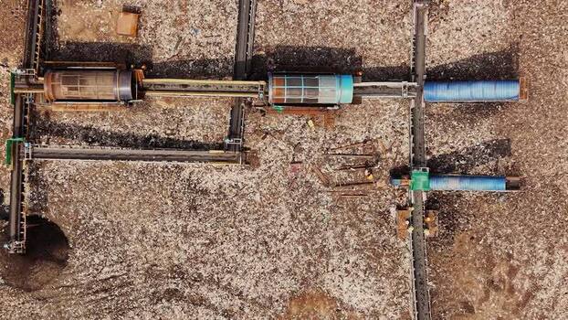 Aerial view of waste recycling facility in India.