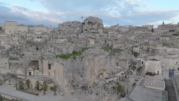 Aerial view of Sassi di Matera in Matera Italy.