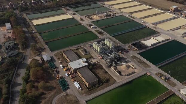 Aerial view of Ashford Common Water Treatment Works United Kingdom.