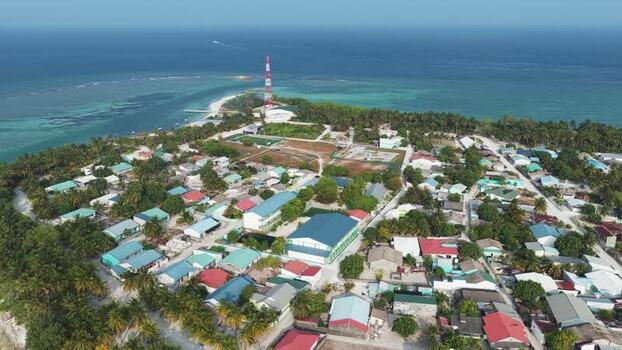 Aerial view of Makunudhoo island and communication tower Maldives. Aerial view of Makunudhoo island and communication tower Maldives.