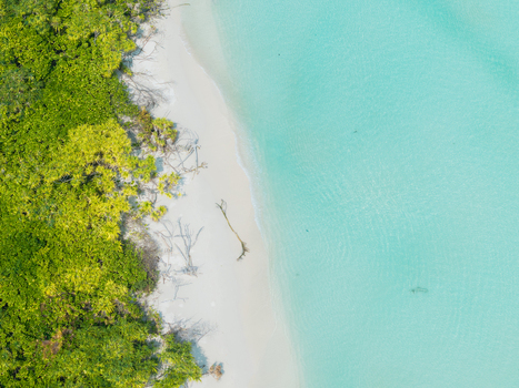 Aerial view of lush emerald foliage meeting pristine white sands and tranquil turquoise waters Thuraakunu Thiladhunmathee Uthuruburi Maldives. Aerial view of lush emerald foliage meeting pristine white sands and tranquil turquoise waters Thuraakunu Thiladhunmathee Uthuruburi Maldives.