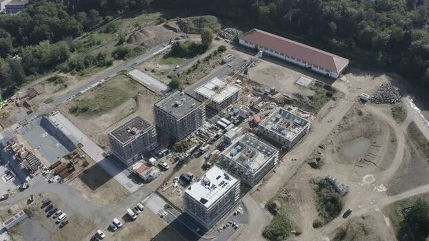 Aerial view of the construction site in Bessungen Germany.