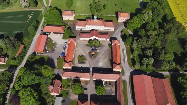 Aerial view of a historic estate complex in Hofgeismar Germany. Aerial view of a historic estate complex in Hofgeismar Germany.