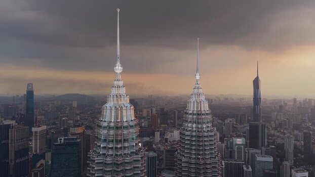 Aerial view of Petronas Towers Malaysia.
