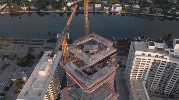 Aerial view of construction site in Miami Beach United States.