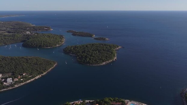 Aerial view of Brijuni National Park islands Croatia.