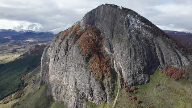 Aerial view of rocky mountain peak in autumn Chile. Aerial view of rocky mountain peak in autumn Chile.