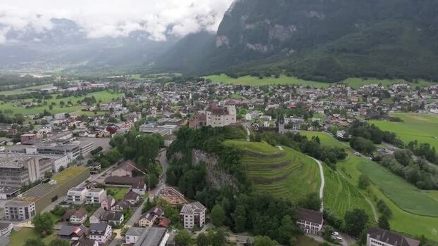 Aerial view of Vaduz Castle Liechtenstein.
