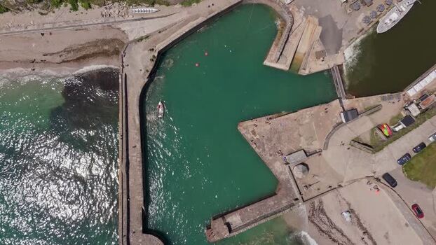 Aerial view of Charlestown Harbour in Cornwall United Kingdom. Aerial view of Charlestown Harbour in Cornwall United Kingdom.