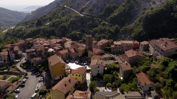 Aerial view of the historic village of Colonnata Italy. Aerial view of the historic village of Colonnata Italy.
