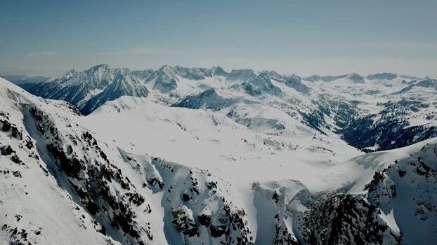 Aerial view of Baqueira Beret ski resort in the Pyrenees Spain.