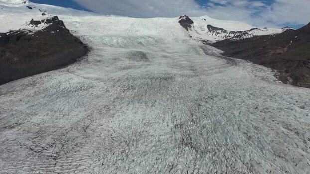 Aerial view of Svinafellsjokull Glacier in Iceland.