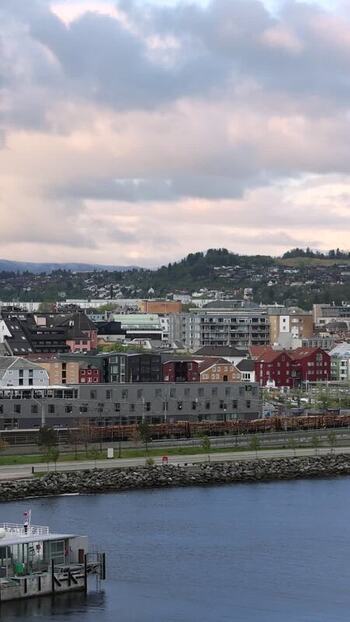 Aerial view of the urban skyline and waterfront in Norway.