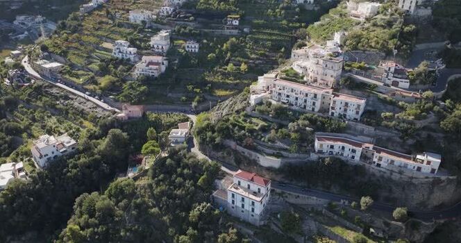 Aerial view of hillside houses Italy. Aerial view of hillside houses Italy.