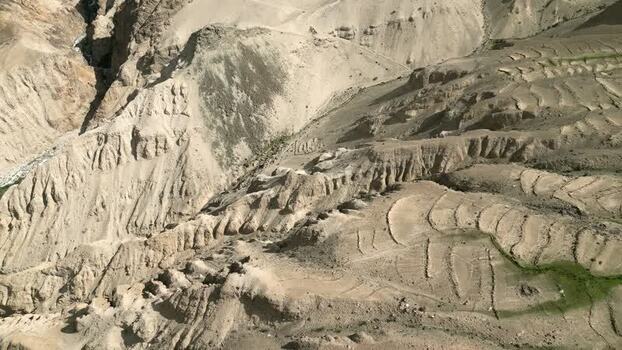 Aerial view of Khardung La mountain pass in the Himalayas India.