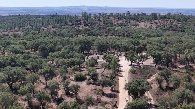 Aerial view of Almendres Cromlech in the Alentejo landscape Portugal. Aerial view of Almendres Cromlech in the Alentejo landscape Portugal.