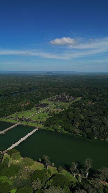Aerial view of Angkor Wat temple complex in Cambodia. Aerial view of Angkor Wat temple complex in Cambodia.