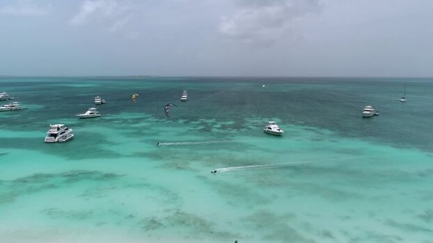 Aerial view of Los Roques archipelago in Venezuela.