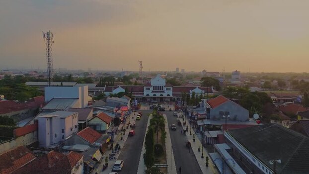 Aerial view of Stasiun Kejaksan in Cirebon Indonesia. Aerial view of Stasiun Kejaksan in Cirebon Indonesia.