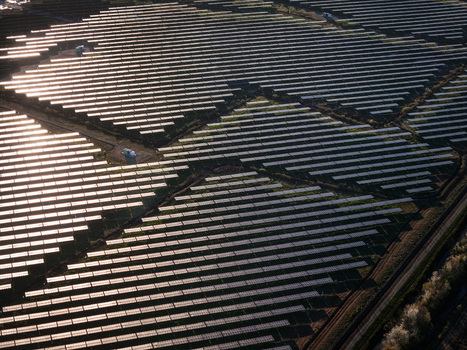 Trino Italy 30 March 2026 Aerial view of a vast solar farm reflecting the sunlight an array of panels gleaming against the contrasting shadows. Trino Italy 30 March 2026 Aerial view of a vast solar farm reflecting the sunlight an array of panels gleaming against the contrasting shadows.