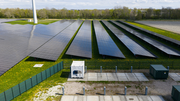 Aerial View of Battery Storage at Solar Park