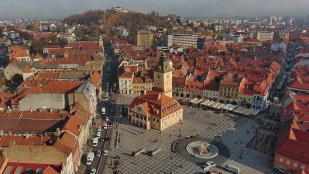 Aerial view of Council Square in Brasov Romania. Aerial view of Council Square in Brasov Romania.