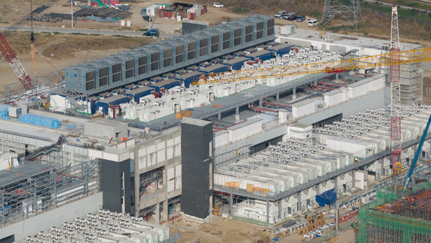 Aerial View of Hyperscale Data Center Construction in Chonburi