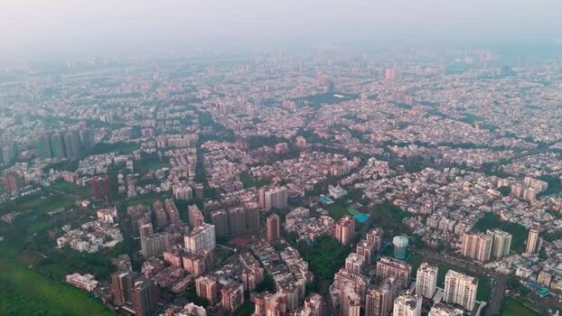 Aerial view of the dense urban landscape in Surat India.