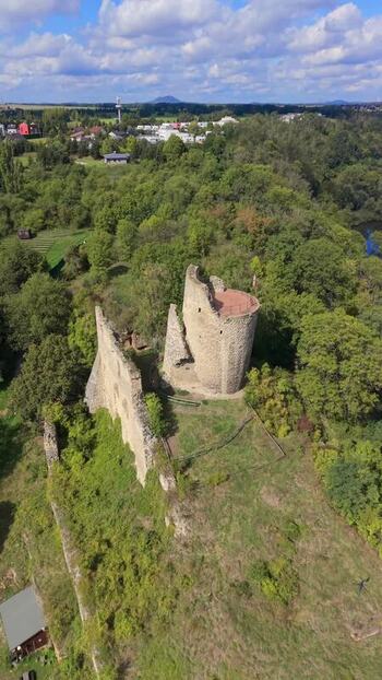Aerial view of Michalovice Castle ruins in Mlada Boleslav Czechia. Aerial view of Michalovice Castle ruins in Mlada Boleslav Czechia.