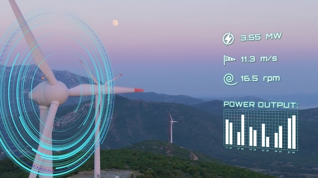 Aerial view of AI Wind Turbine Monitoring and Predictive Performance Analytics Visualization Aerial view of AI Wind Turbine Monitoring and Predictive Performance Analytics Visualization