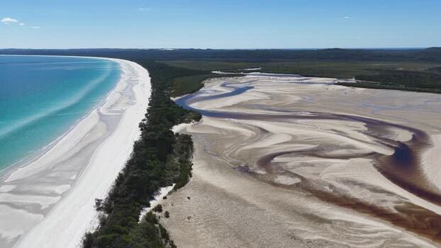 Aerial view of Wathumba Creek on K gari Australia.