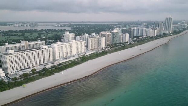 Aerial view of Miami Beach coastline in Florida United States. Aerial view of Miami Beach coastline in Florida United States.
