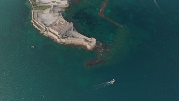 Aerial view of Castello Maniace on the Island of Ortigia Italy. Aerial view of Castello Maniace on the Island of Ortigia Italy.
