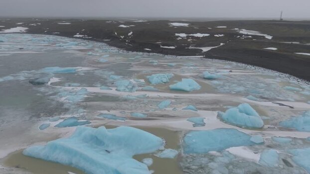 Aerial view of Fjallsarlon glacier lagoon Iceland. Aerial view of Fjallsarlon glacier lagoon Iceland.