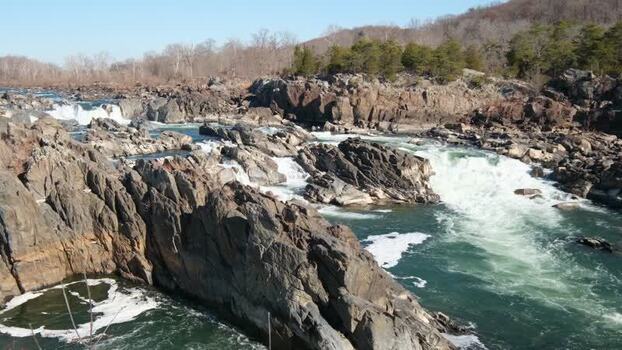View of Great Falls Park rapids and waterfalls on the river United States. View of Great Falls Park rapids and waterfalls on the river United States.