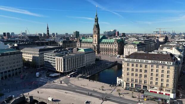 Aerial view of Hamburg City Hall and Binnenalster in Hamburg Germany. Aerial view of Hamburg City Hall and Binnenalster in Hamburg Germany.