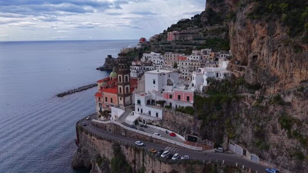 Aerial view of Atrani Church Italy.