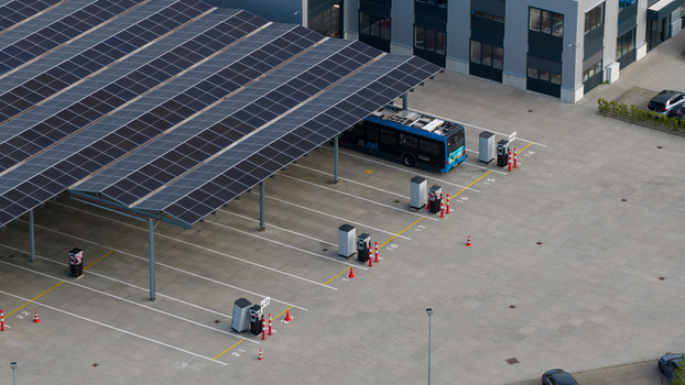 Purmerend Netherlands 15 June 2026 Aerial drone view of the EBS charging hub in Purmerend zero emission buses sustainable public transport infrastructure. Purmerend Netherlands 15 June 2026 Aerial drone view of the EBS charging hub in Purmerend zero emission buses sustainable public transport infrastructure.