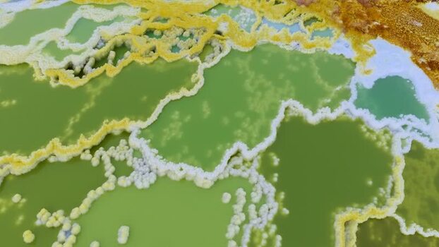 Aerial view of Danakil Desert hydrothermal pools Ethiopia. Aerial view of Danakil Desert hydrothermal pools Ethiopia.