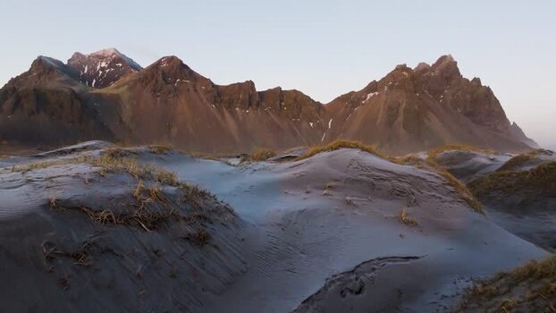 Aerial view of Vestrahorn mountain and black sand dunes Iceland. Aerial view of Vestrahorn mountain and black sand dunes Iceland.
