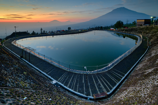 Sunrise at Embung Bansari Temanggung Central Java Indonesia.