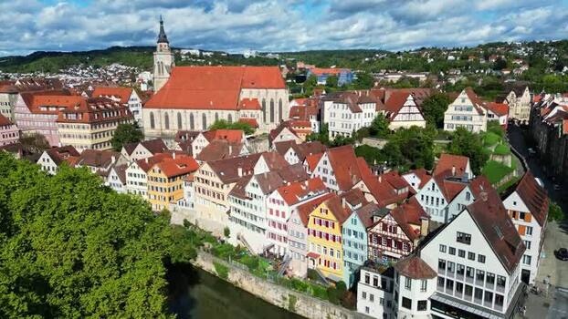 Aerial view of the Stiftskirche and old town Germany. Aerial view of the Stiftskirche and old town Germany.